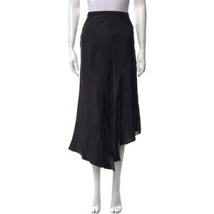 Anine Bing Black 100% Silk Asymmetrical Handkerchief Hem Midi Skirt Small S/P
